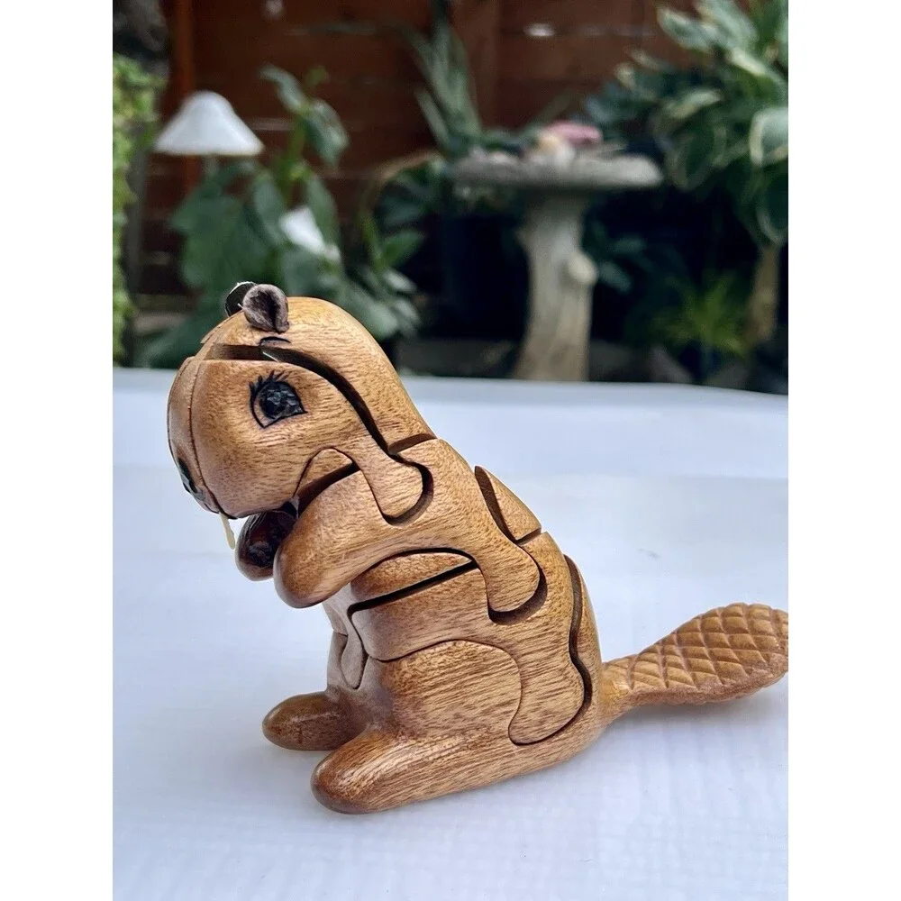 Peter Chapman Style Puzzle 2011 Red Mahogany Beaver 3D Interlocking